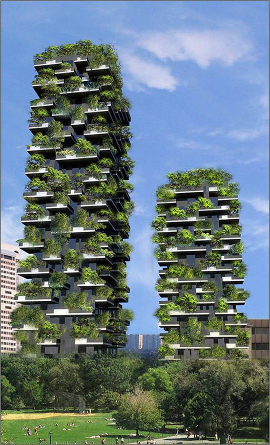 Bosco Verticale, Milan.  A prime example of  disjointed relationaship between Architecture and landscape elements.