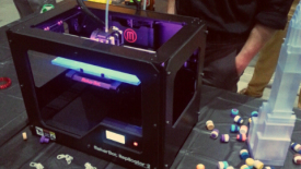 Makerbot, a Brooklyn 3D printer company, shows off one of their products