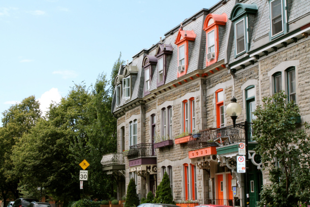 Colorfully renovated former working-class homes