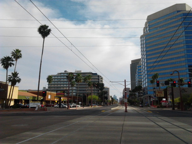 High-rise office towers along Central Ave. 